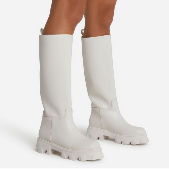 Shoes - EGO chunky sole calf long biker boots